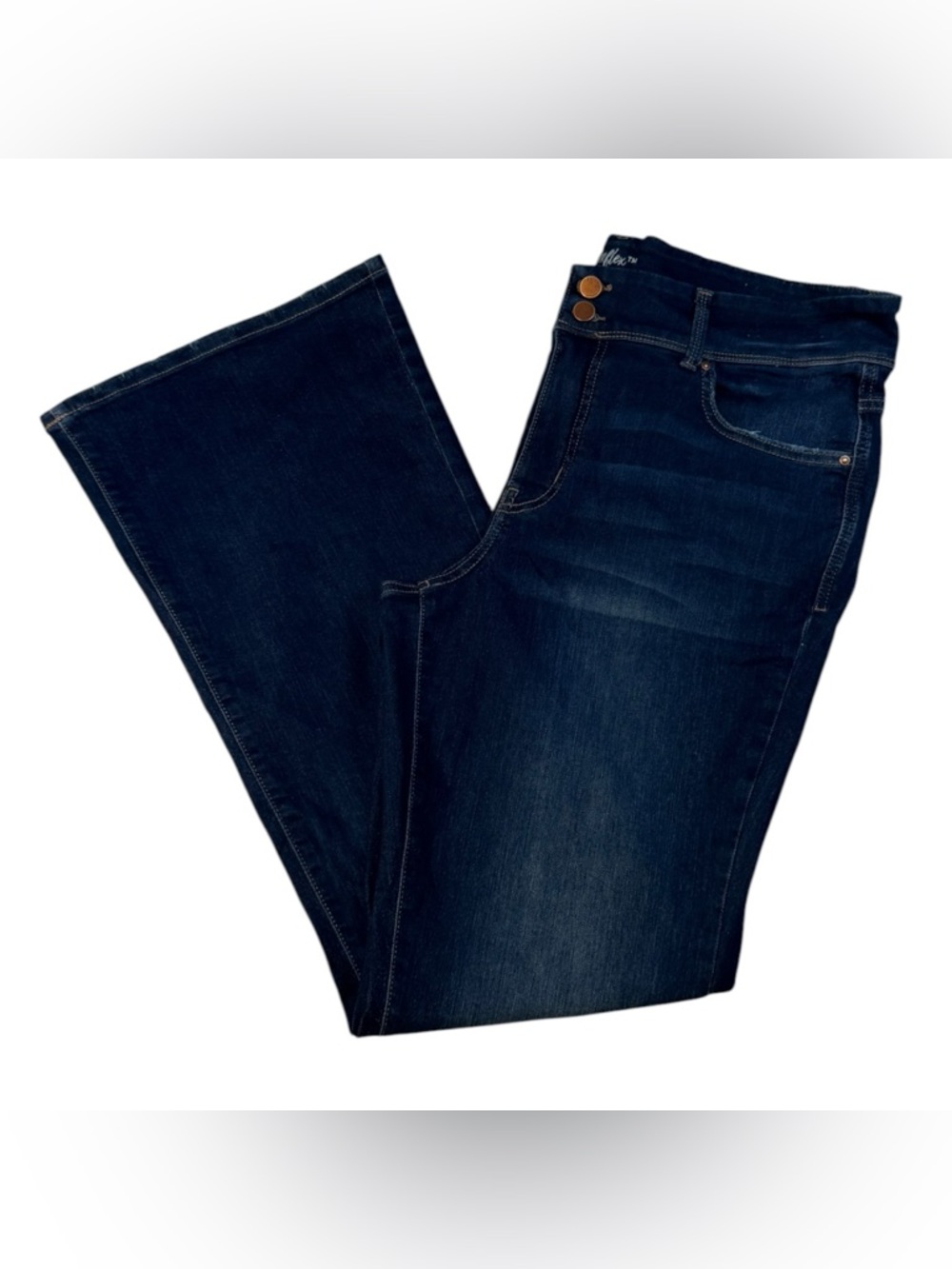 Maurices Everflex 18W Mid Rise Flare Jeans Womens Dark Wash Stretch Bootcut